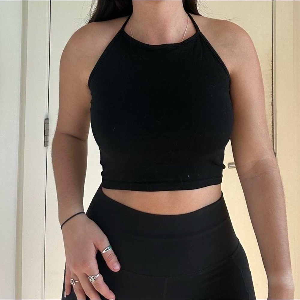 Brandy Melville Black Tie Halter Top!